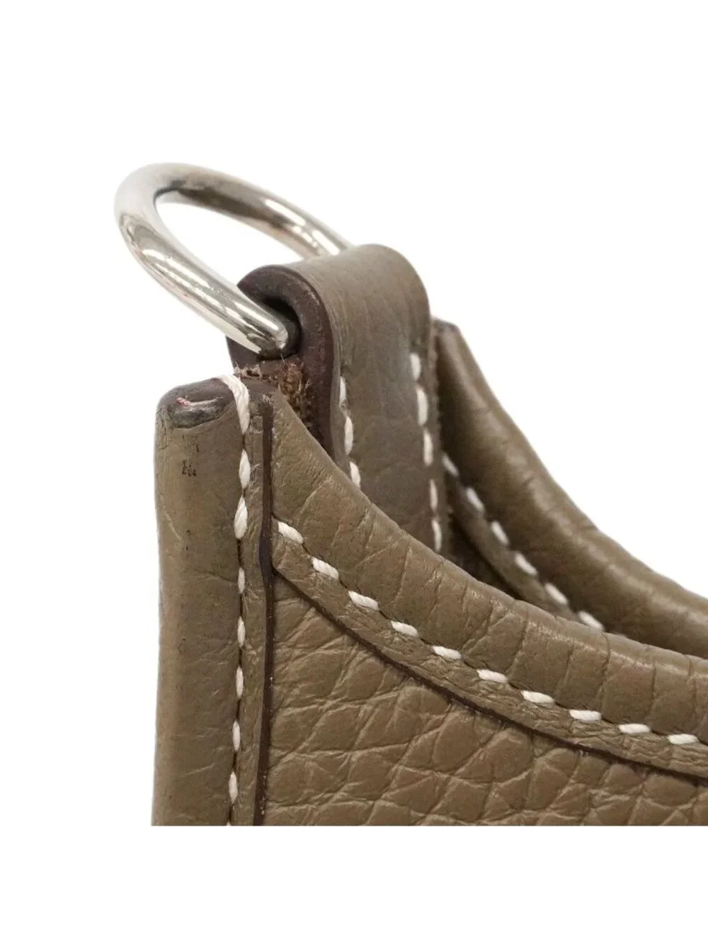 Hermes Shoulder Bag Evelyne TPM Taurillon Clemence Etoupe Silver